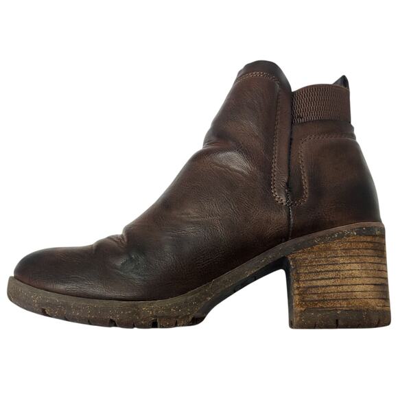 Korks Elsie 10 Chocolate Brown Faux Leather Pull On Ankle Boots Chunky Lug Sole - Picture 4 of 10